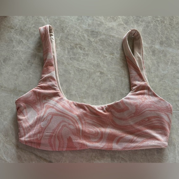 NWOT l*space Camacho Lizzie bikini top‎ all swirls up shimmer marble pink - Picture 8 of 11